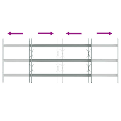 Security Grille for Windows with 3 Crossbars 3 pcs 630-1140 mm