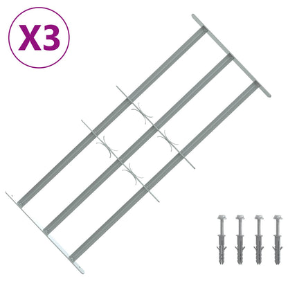 Security Grille for Windows with 3 Crossbars 3 pcs 630-1140 mm