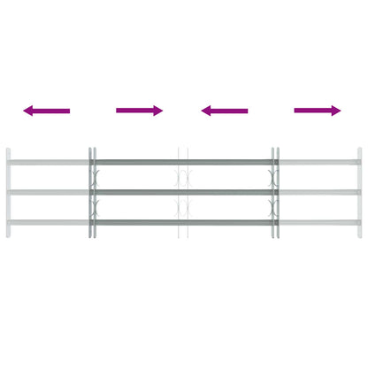 Security Grille for Windows with 3 Crossbars 3 pcs 930-1740 mm