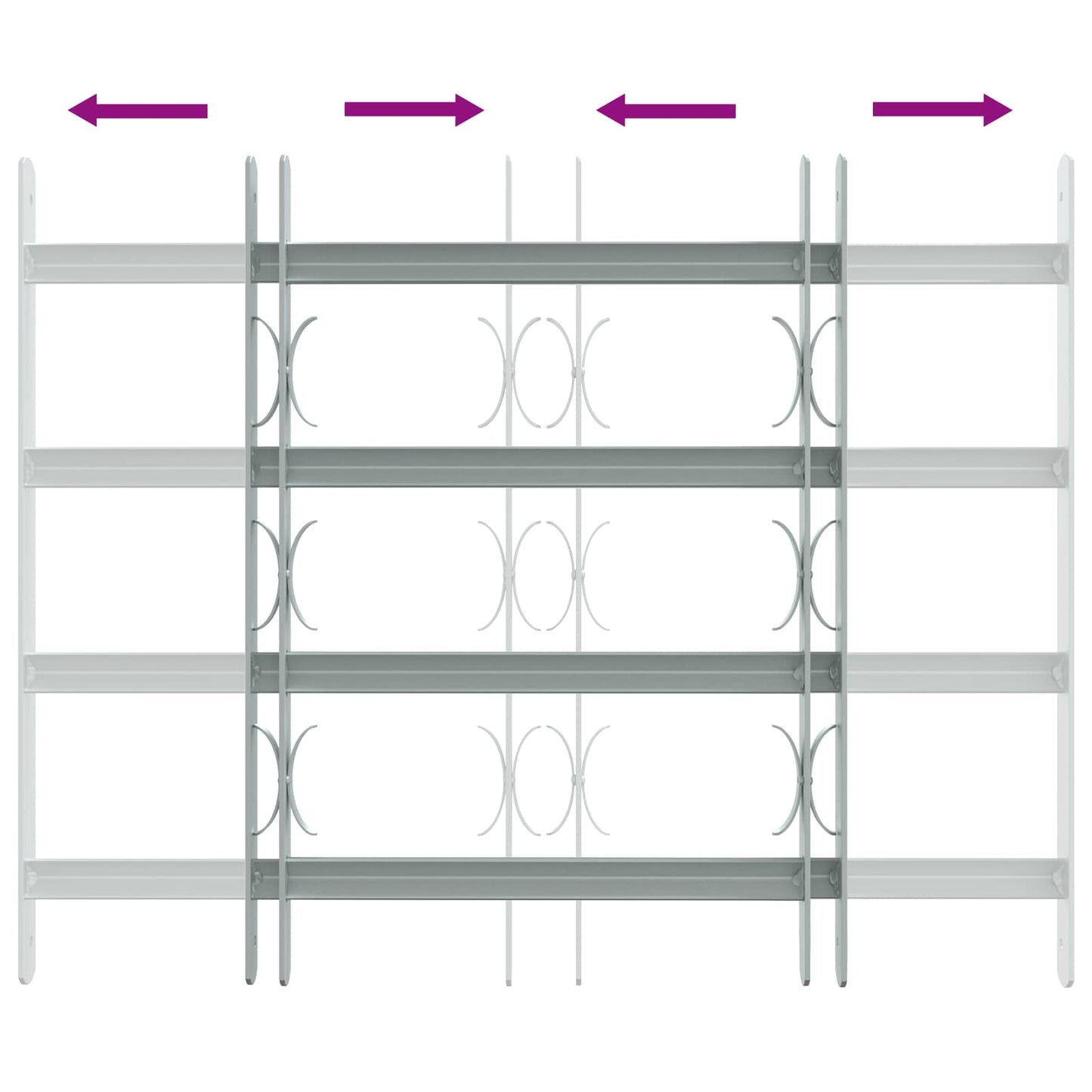 Security Grille for Windows with 4 Crossbars 3 pcs 430-740 mm