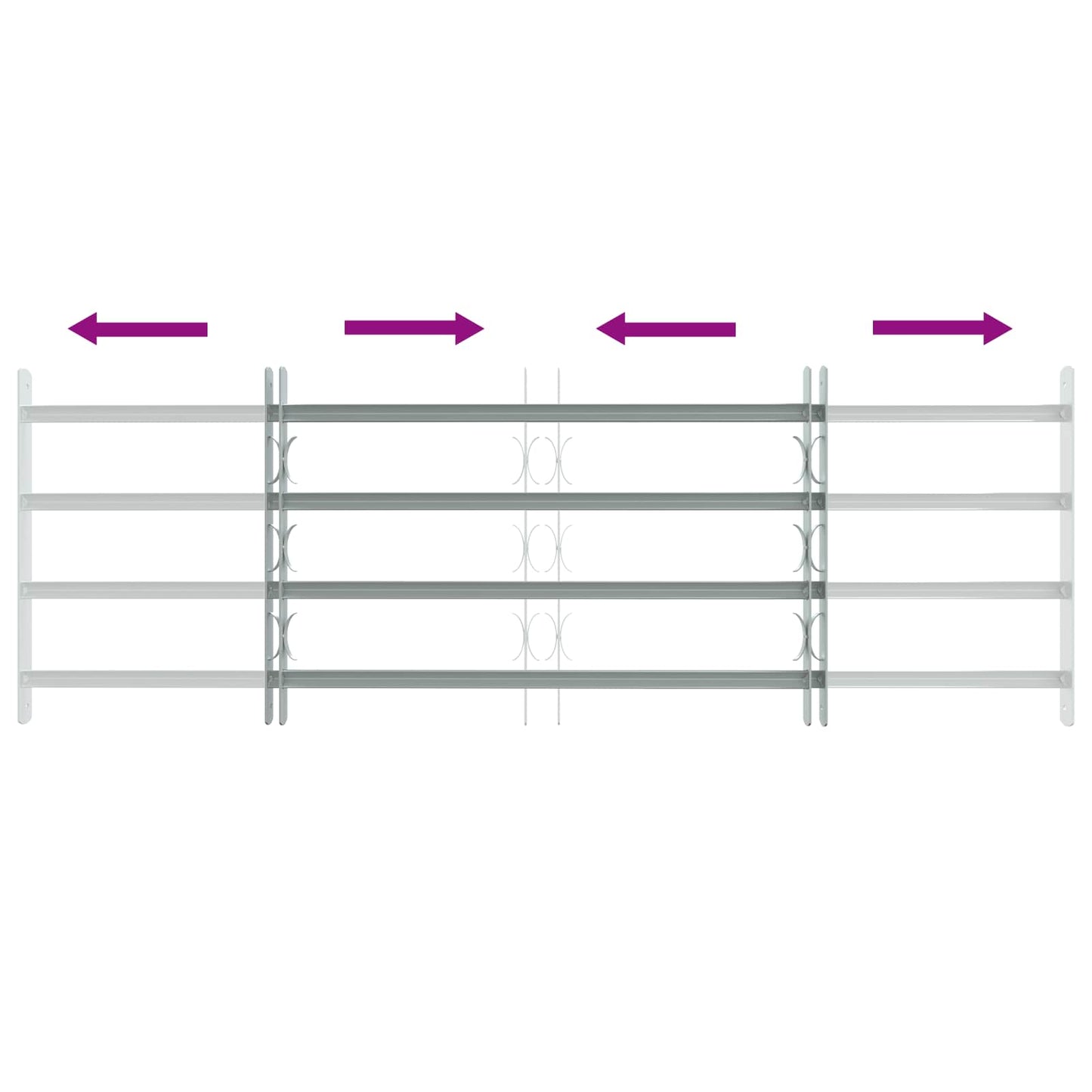 Security Grille for Windows with 4 Crossbars 3 pcs 930-1740 mm