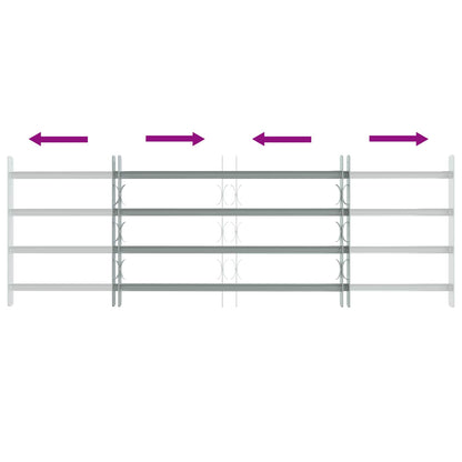 Security Grille for Windows with 4 Crossbars 3 pcs 930-1740 mm