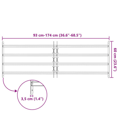 Security Grille for Windows with 4 Crossbars 3 pcs 930-1740 mm