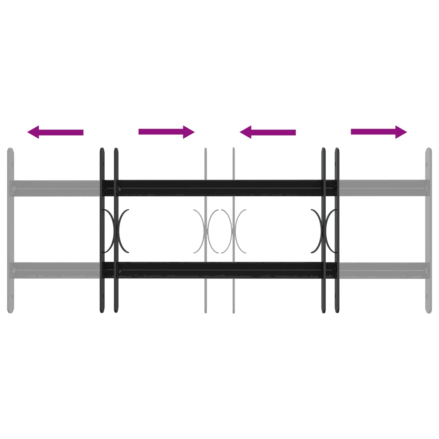 Security Grille for Windows with 2 Crossbars 3 pcs 43-74 cm