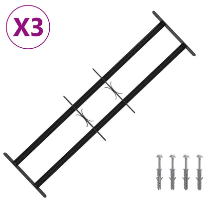 Security Grille for Windows with 2 Crossbars 3 pcs 63-114 cm