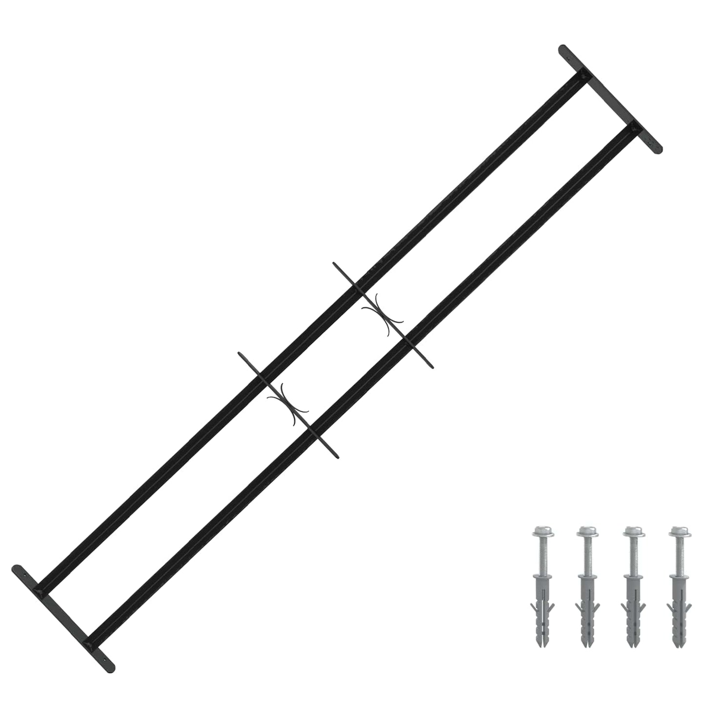 Security Grille for Windows with 2 Crossbars 3 pcs 93-174 cm