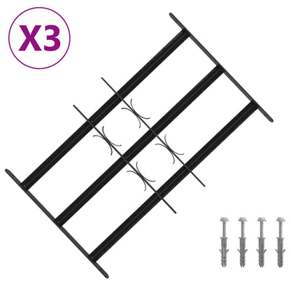 Security Grille for Windows with 3 Crossbars 3 pcs 43-74 cm