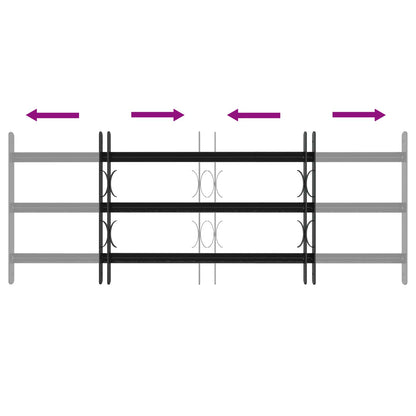 Security Grille for Windows with 3 Crossbars 3 pcs 63-114 cm
