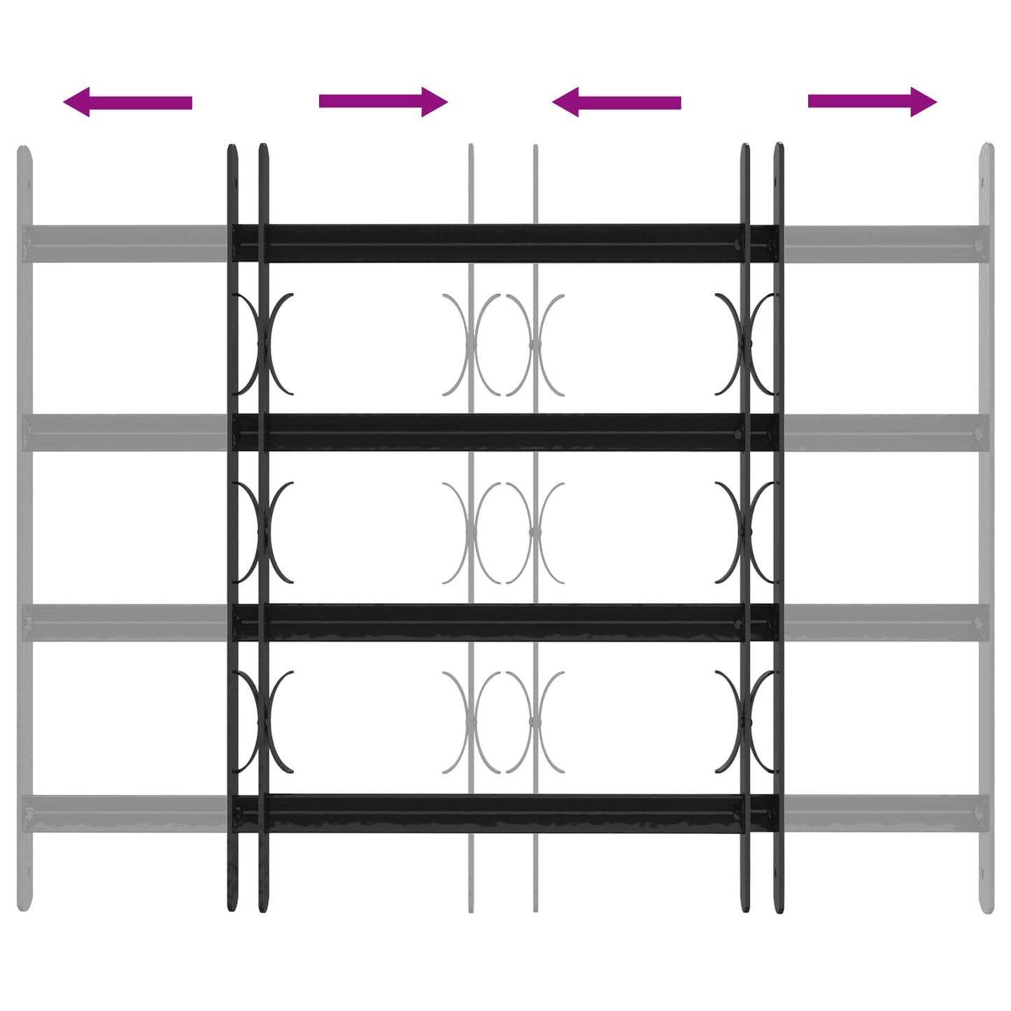 Security Grille for Windows with 4 Crossbars 3 pcs 43-74 cm