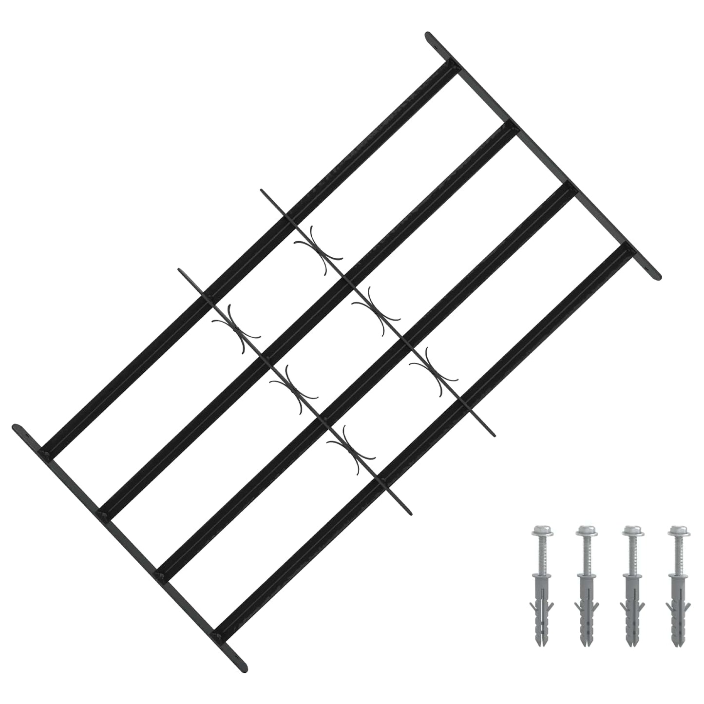 Security Grille for Windows with 4 Crossbars 3 pcs 63-114 cm