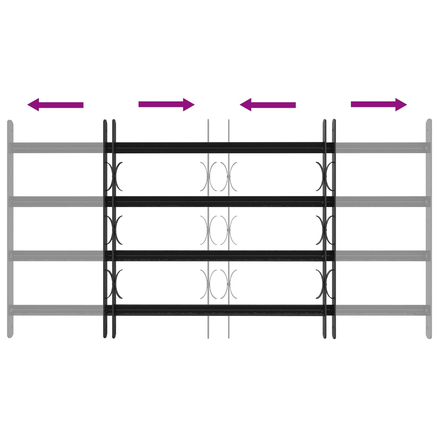 Security Grille for Windows with 4 Crossbars 3 pcs 63-114 cm