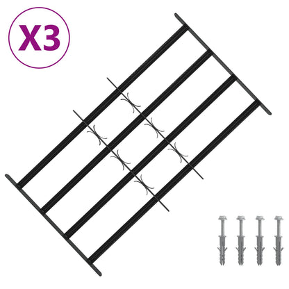 Security Grille for Windows with 4 Crossbars 3 pcs 63-114 cm