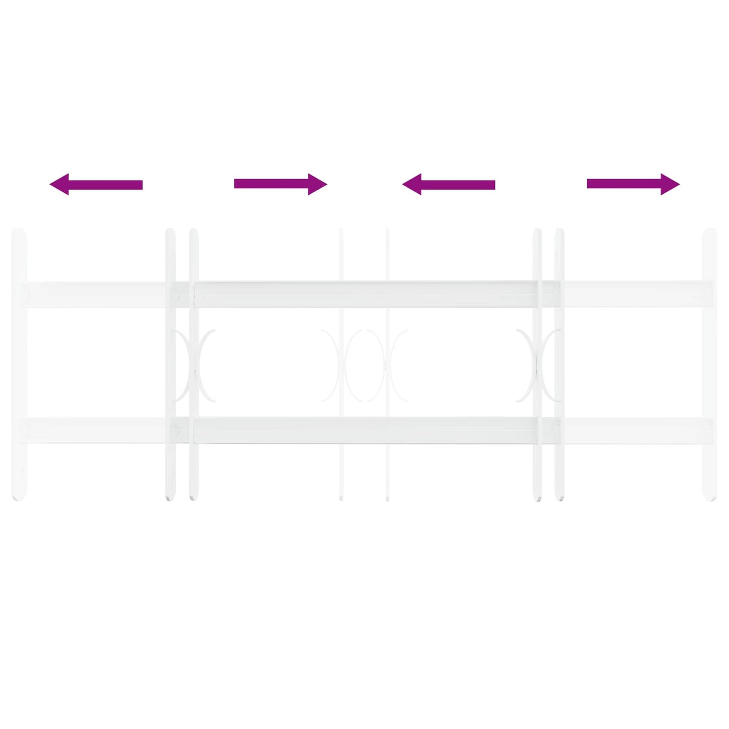 Security Grille for Windows with 2 Crossbars 43-74 cm