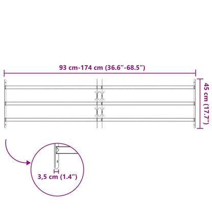 Security Grille for Windows with 3 Crossbars 93-174 cm