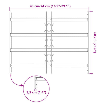 Security Grille for Windows with 4 Crossbars 43-74 cm
