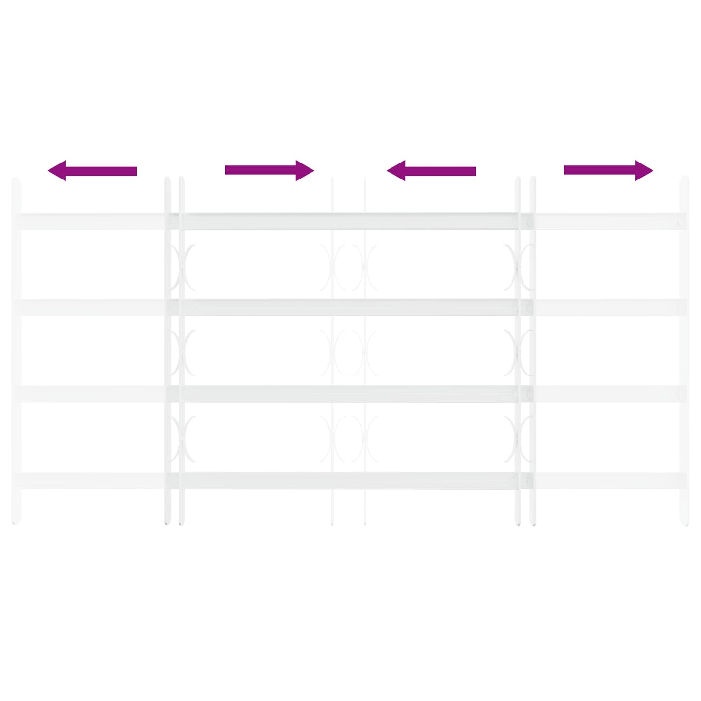Security Grille for Windows with 4 Crossbars 63-114 cm
