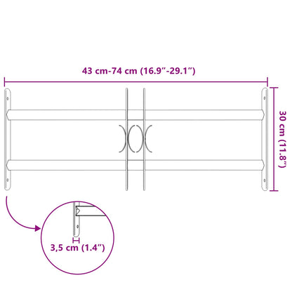 Security Grille for Windows with 2 Crossbars 3 pcs 43-74 cm