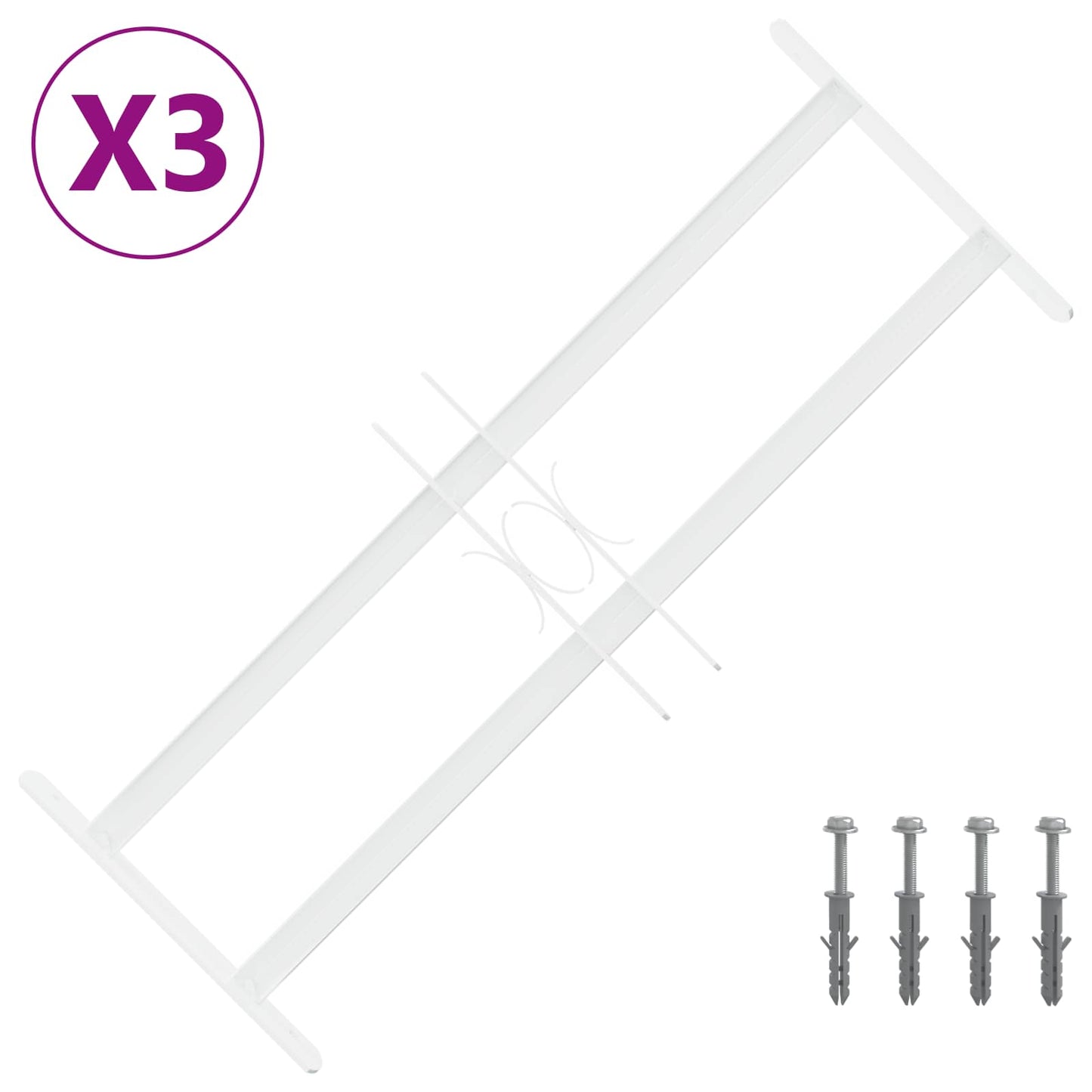 Security Grille for Windows with 2 Crossbars 3 pcs 43-74 cm