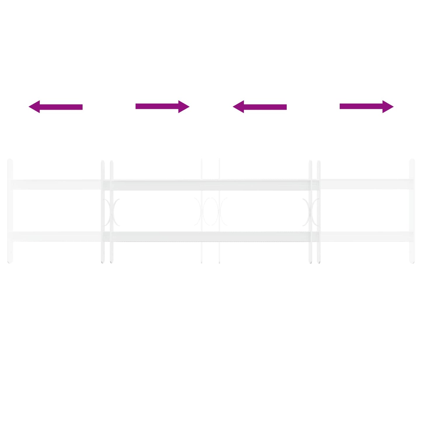 Security Grille for Windows with 2 Crossbars 3 pcs 63-114 cm