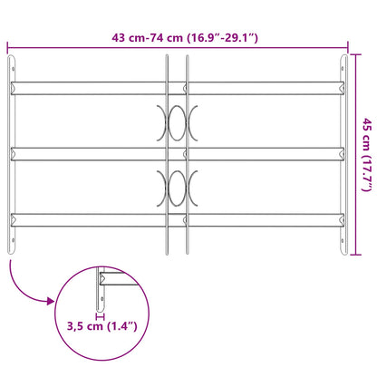 Security Grille for Windows with 3 Crossbars 3 pcs 43-74 cm