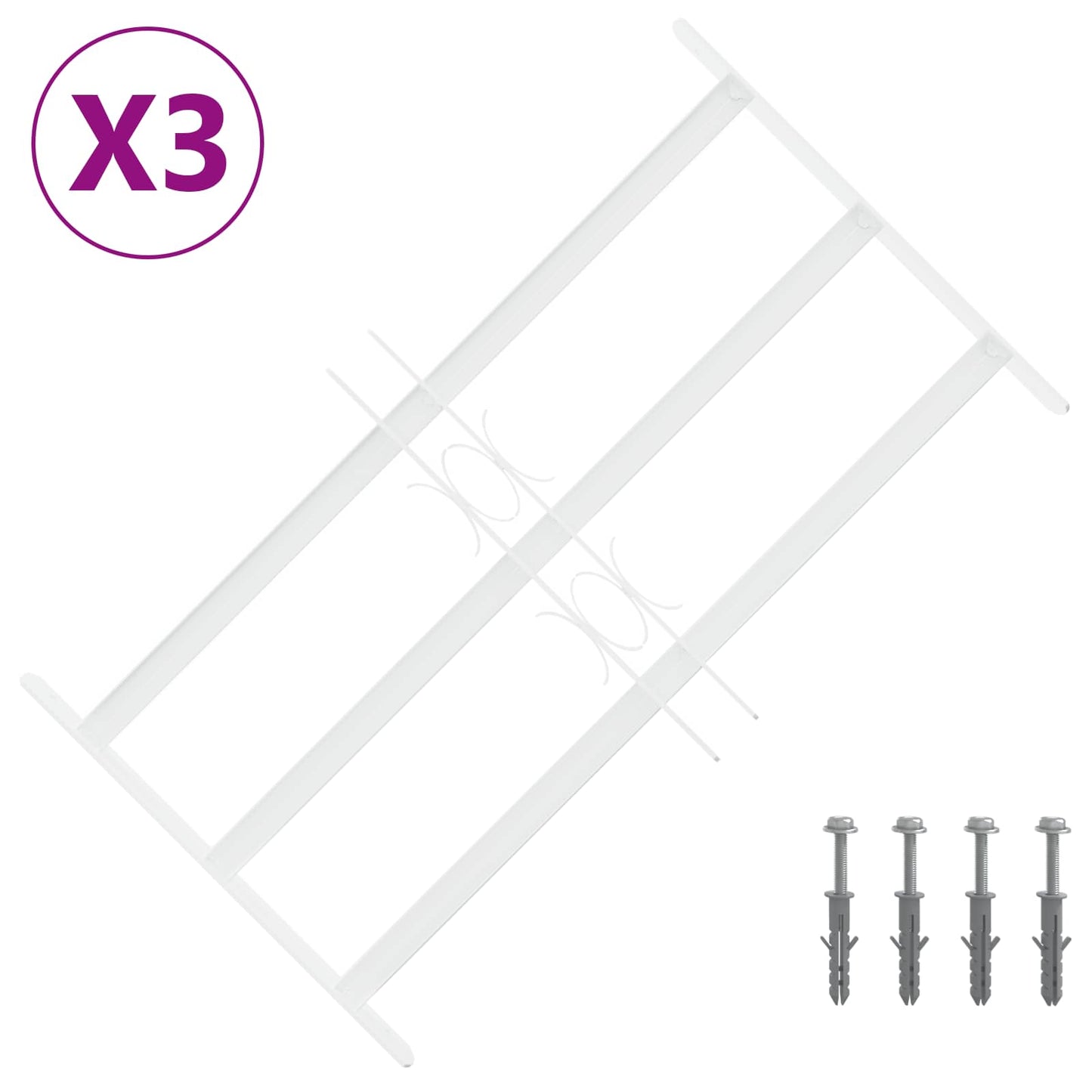 Security Grille for Windows with 3 Crossbars 3 pcs 43-74 cm