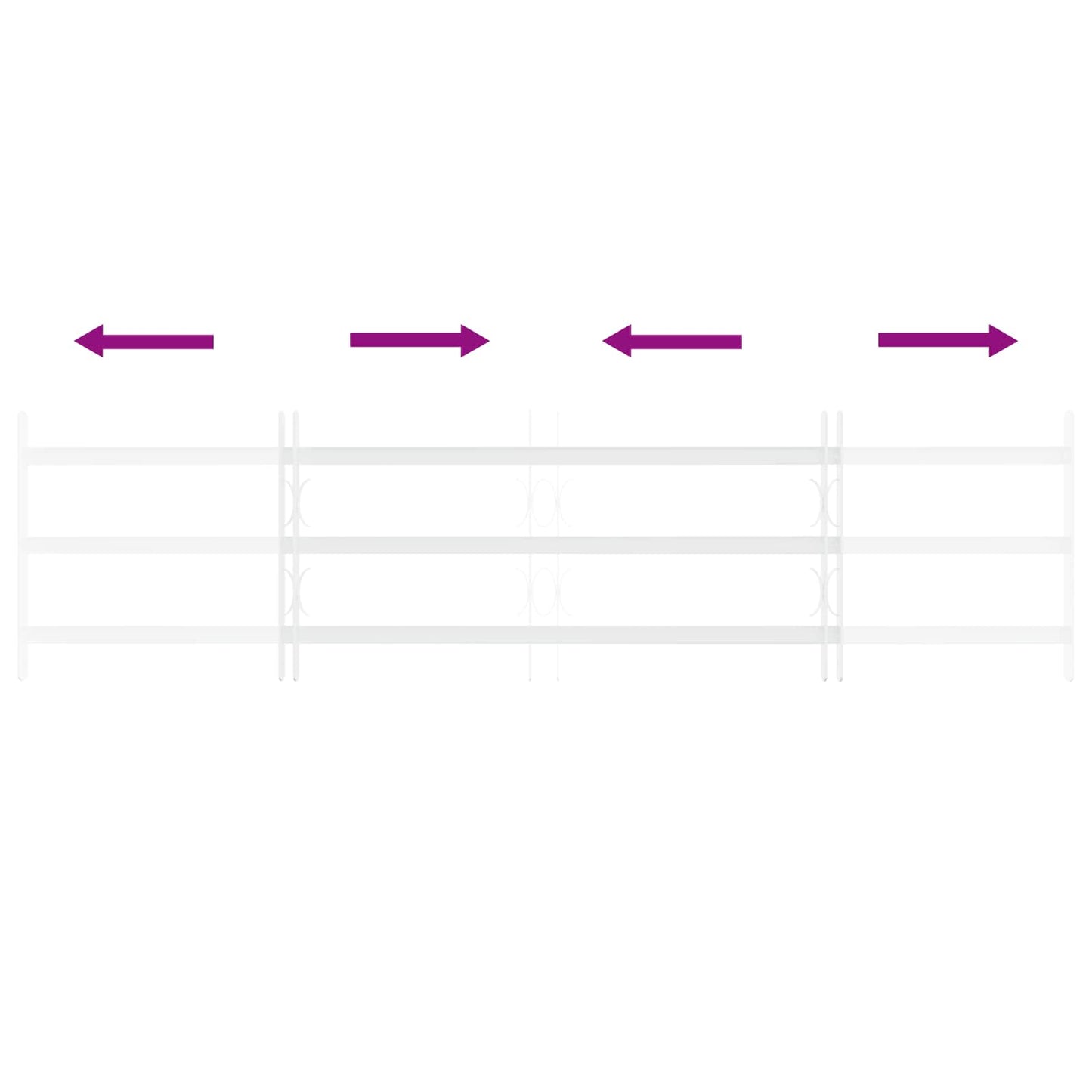 Security Grille for Windows with 3 Crossbars 3 pcs 93-174 cm