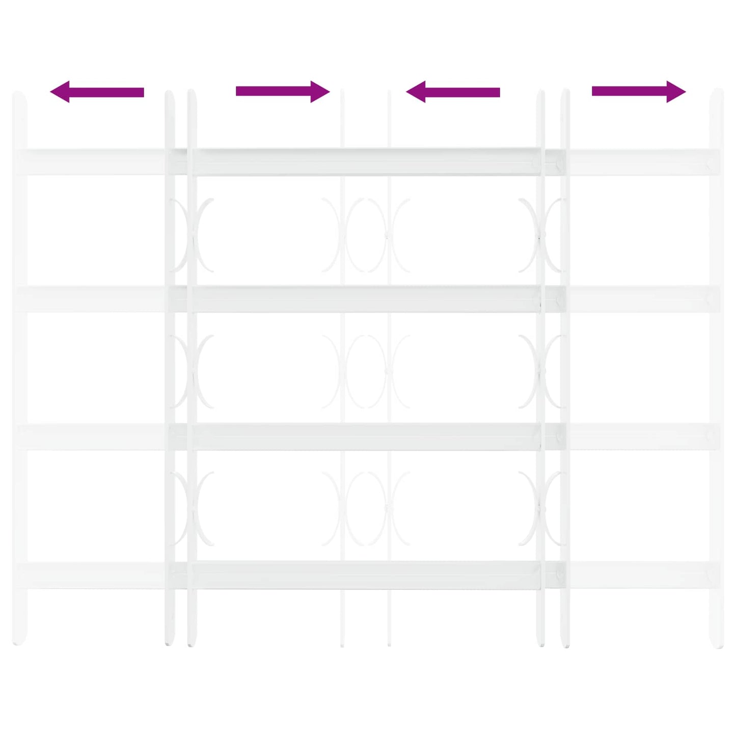 Security Grille for Windows with 4 Crossbars 3 pcs 43-74 cm