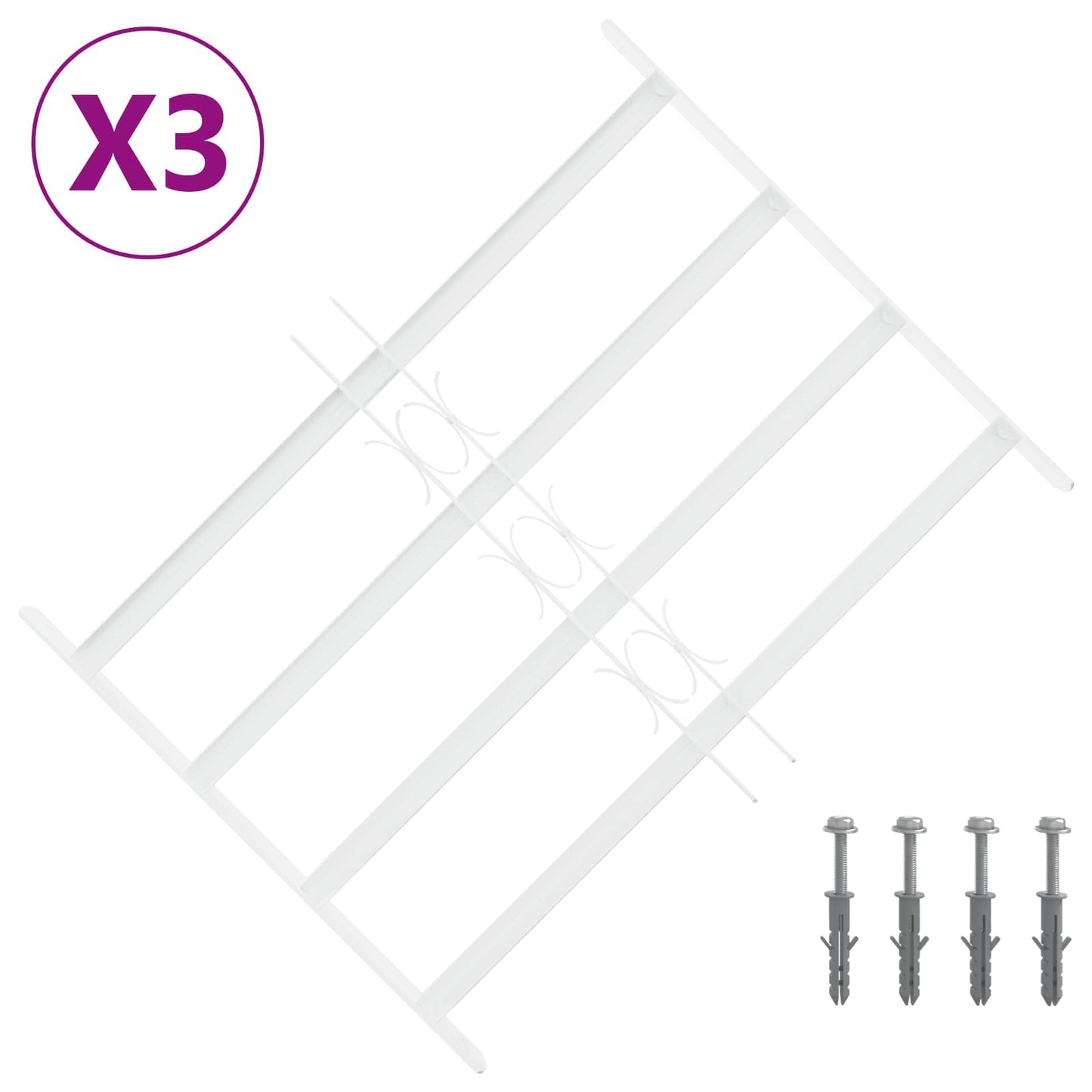Security Grille for Windows with 4 Crossbars 3 pcs 43-74 cm