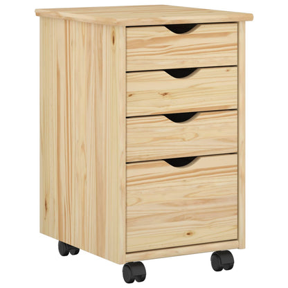 Rolling Cabinet Brown 34 x 39 x 56 cm Solid Pine Wood