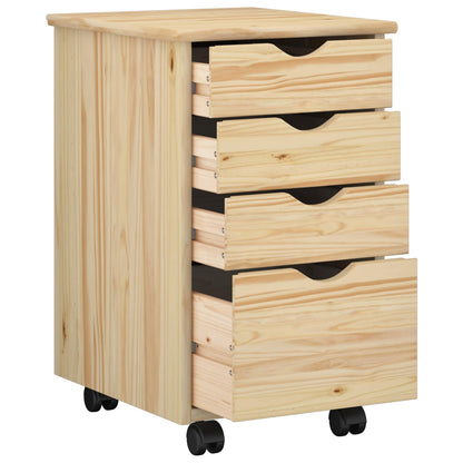 Rolling Cabinet Brown 34 x 39 x 56 cm Solid Pine Wood