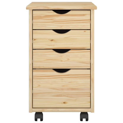 Rolling Cabinet Brown 34 x 39 x 56 cm Solid Pine Wood