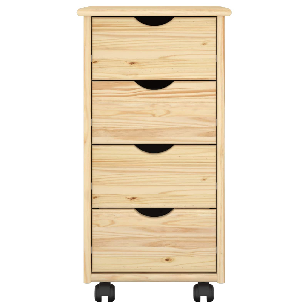 Rolling Cabinet 34 x 39 x 65.5 cm Solid Pine Wood Brown