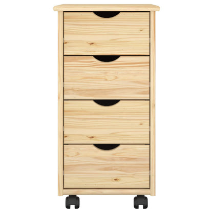 Rolling Cabinet 34 x 39 x 65.5 cm Solid Pine Wood Brown