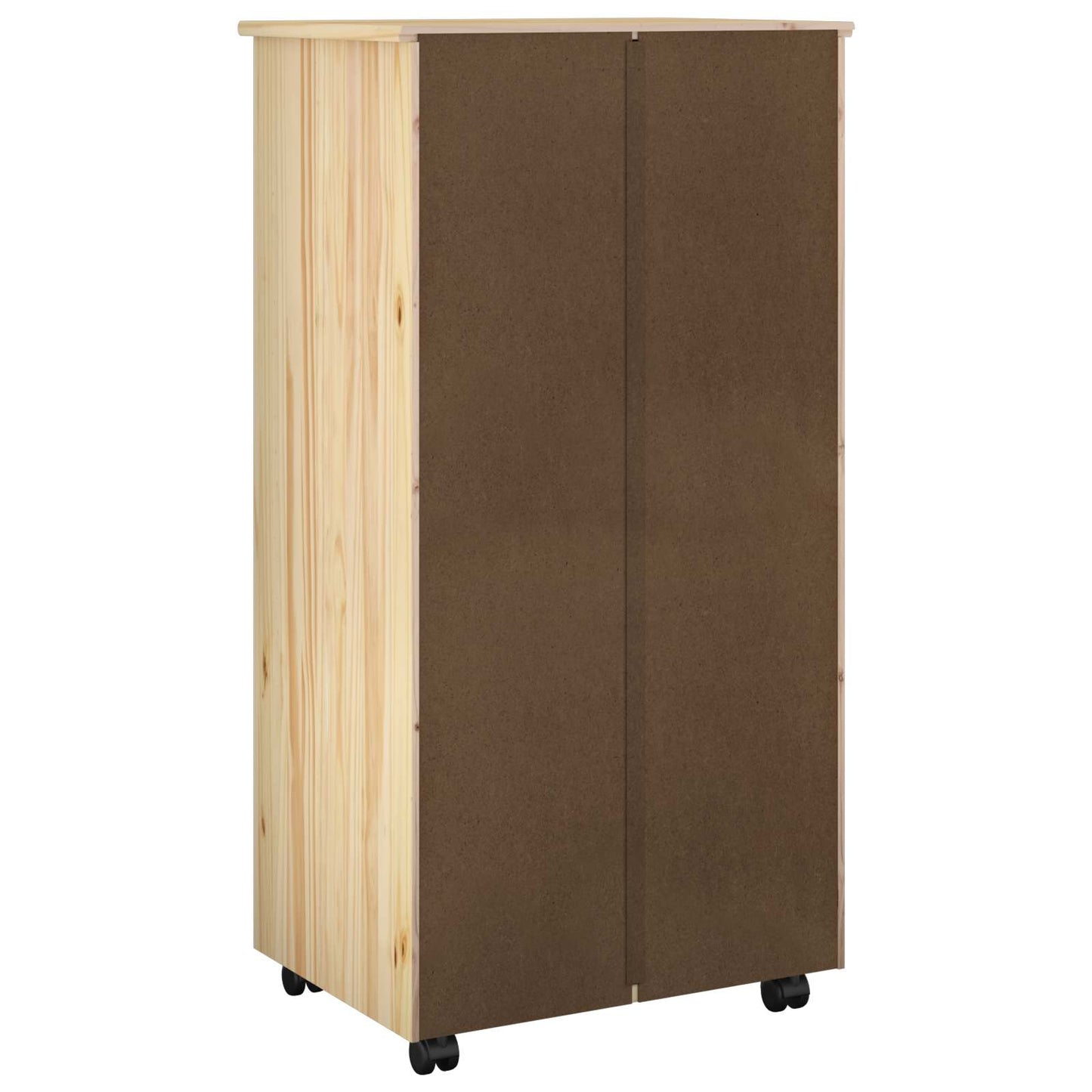 Rolling Cabinet Brown 53 x 39 x 103 cm Solid Pine Wood
