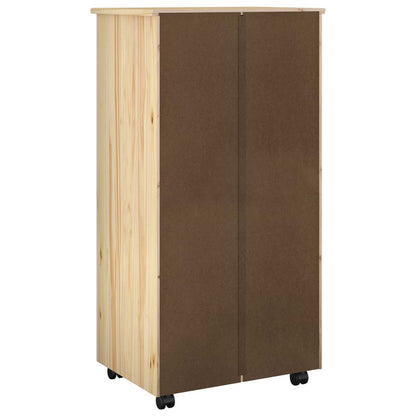 Rolling Cabinet Brown 53 x 39 x 103 cm Solid Pine Wood