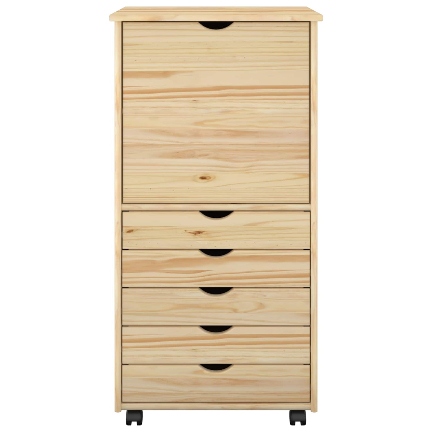 Rolling Cabinet Brown 53 x 39 x 103 cm Solid Pine Wood