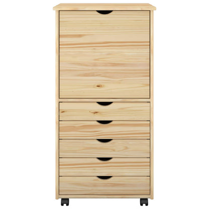 Rolling Cabinet Brown 53 x 39 x 103 cm Solid Pine Wood