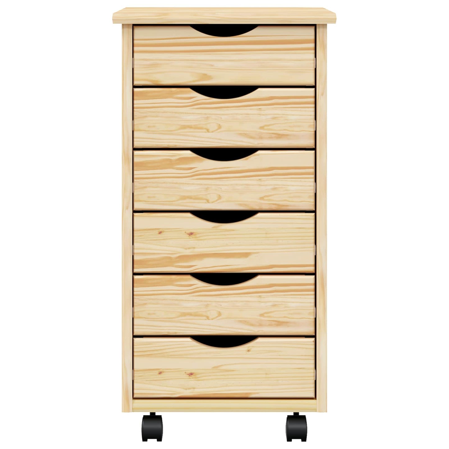 Rolling Cabinet with Drawers MOSS Clear Varnish Solid Pine wood