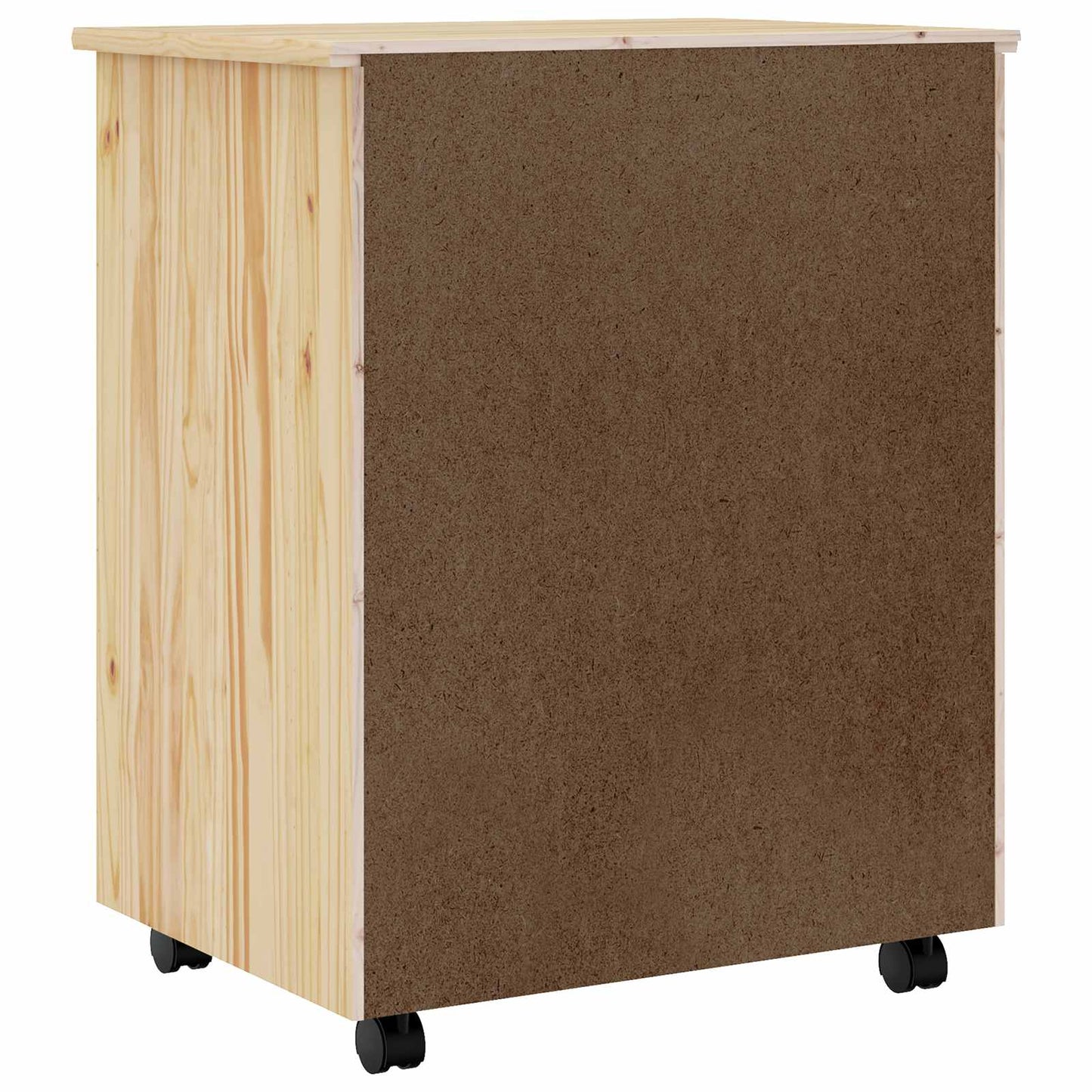 Rolling Cabinet with Drawers MOSS Clear Varnish Solid Pine wood