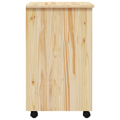 Rolling Cabinet with Drawers MOSS Clear Varnish Solid Pine wood