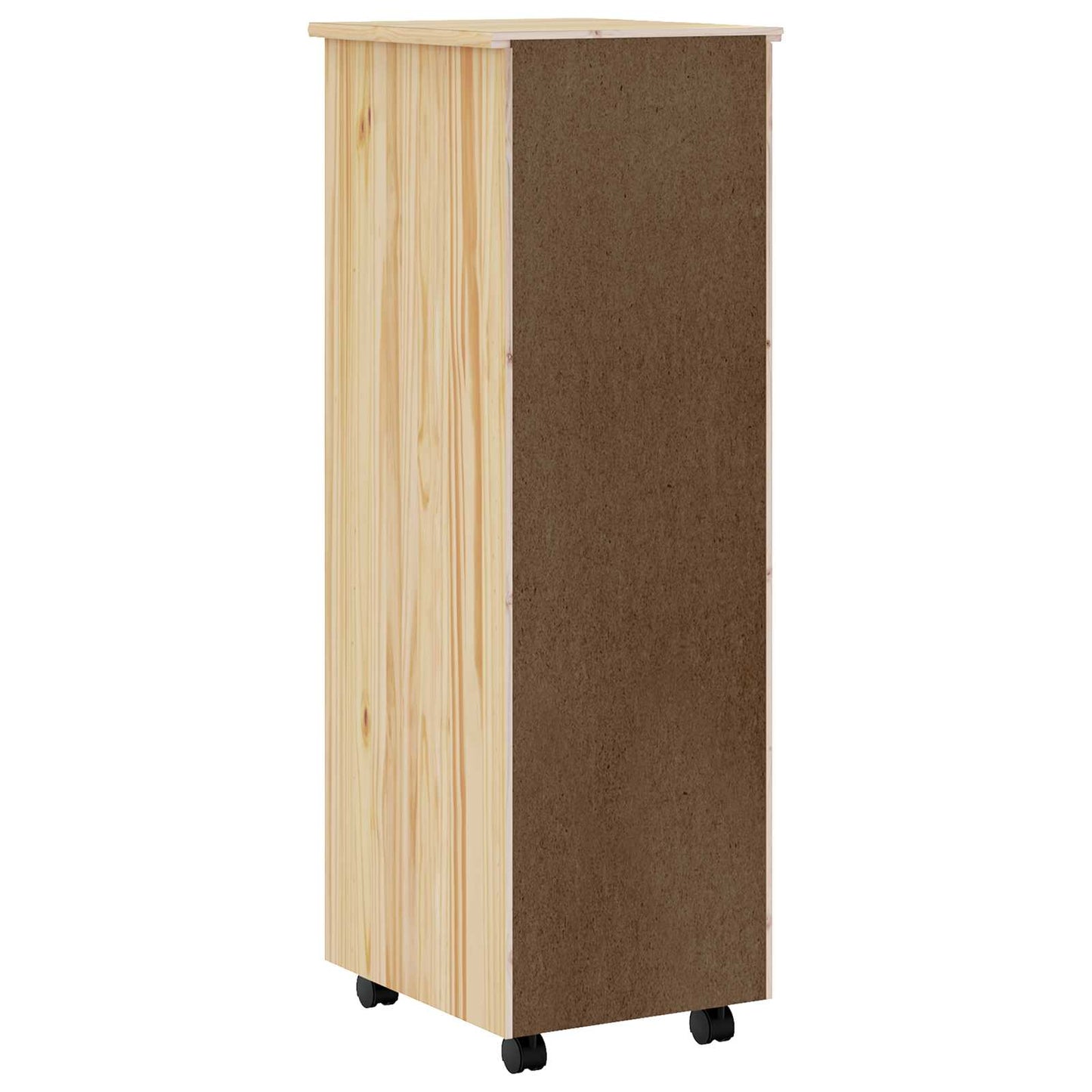 Rolling Cabinet with Drawers MOSS Clear Varnish Solid Pine wood