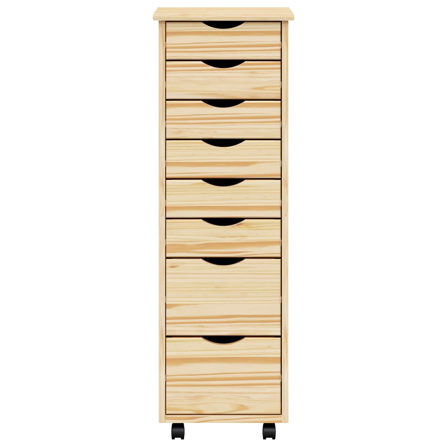 Rolling Cabinet with Drawers MOSS Clear Varnish Solid Pine wood