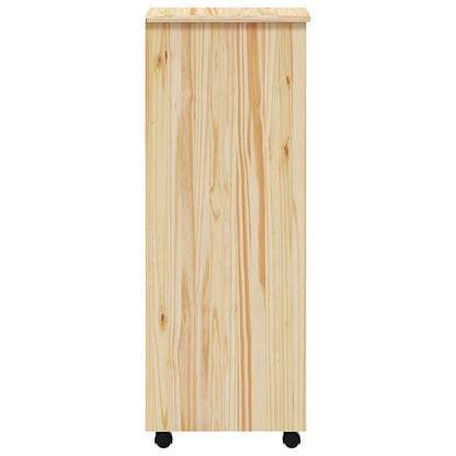 Rolling Cabinet with Drawers MOSS Clear Varnish Solid Pine wood