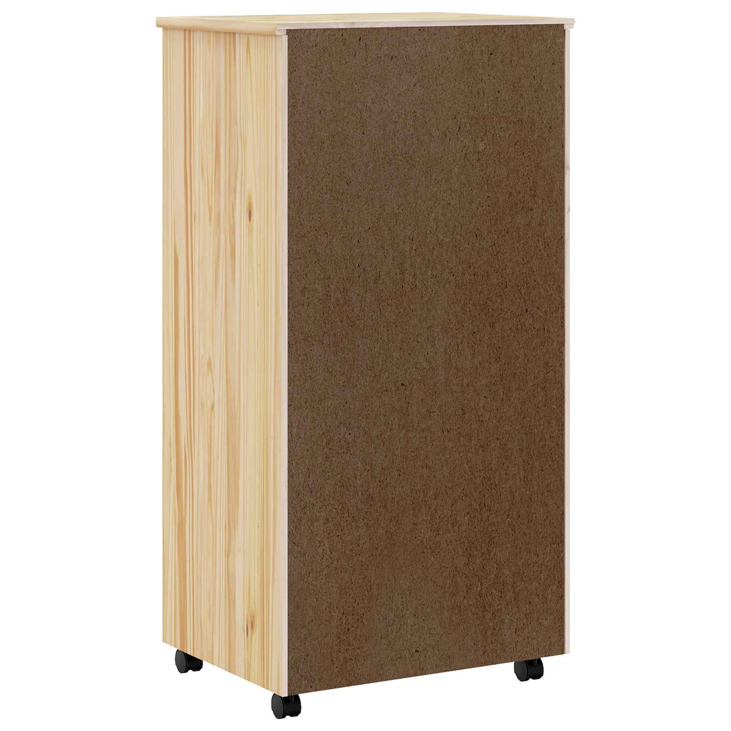 Rolling Cabinet with Drawers MOSS Clear Varnish Solid Pine wood