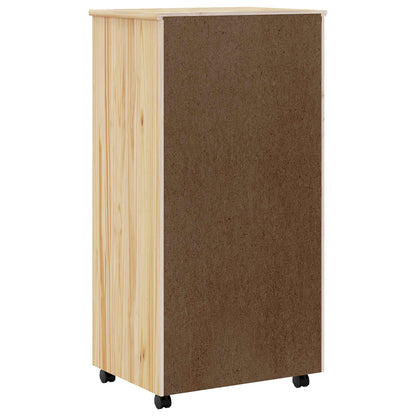 Rolling Cabinet with Drawers MOSS Clear Varnish Solid Pine wood
