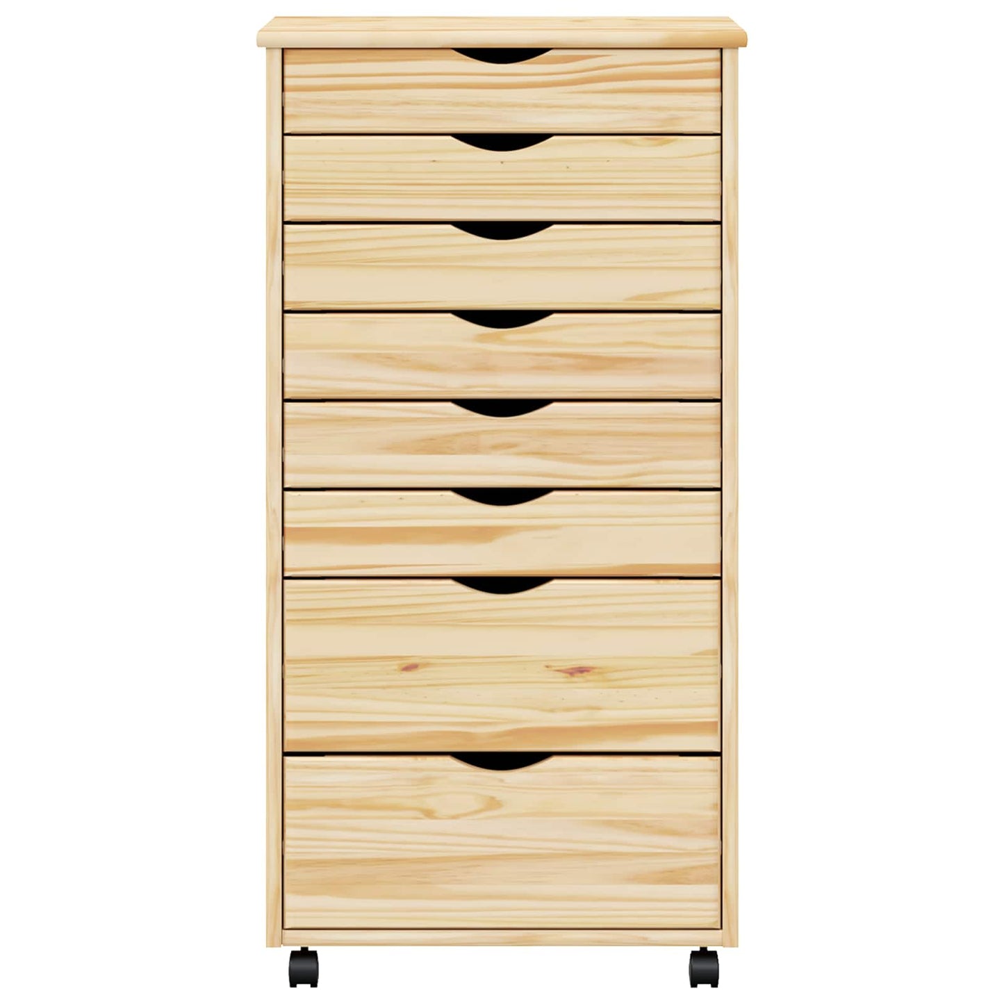 Rolling Cabinet with Drawers MOSS Clear Varnish Solid Pine wood