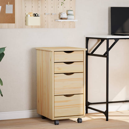 Rolling Cabinet with Desk MOSS Clear Varnish 34 x 39 x 65.5 cm