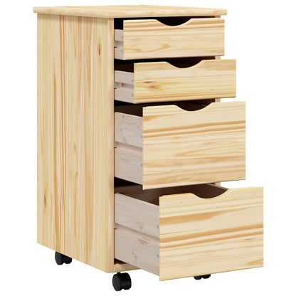 Rolling Cabinet with Desk MOSS Clear Varnish 34 x 39 x 65.5 cm