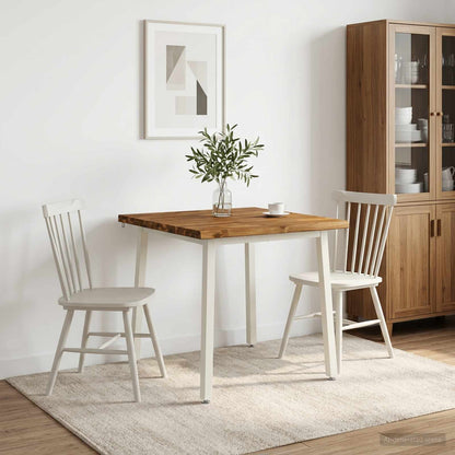 70 x 70 x 75 cm Solid Acacia Wood Natural and White Square