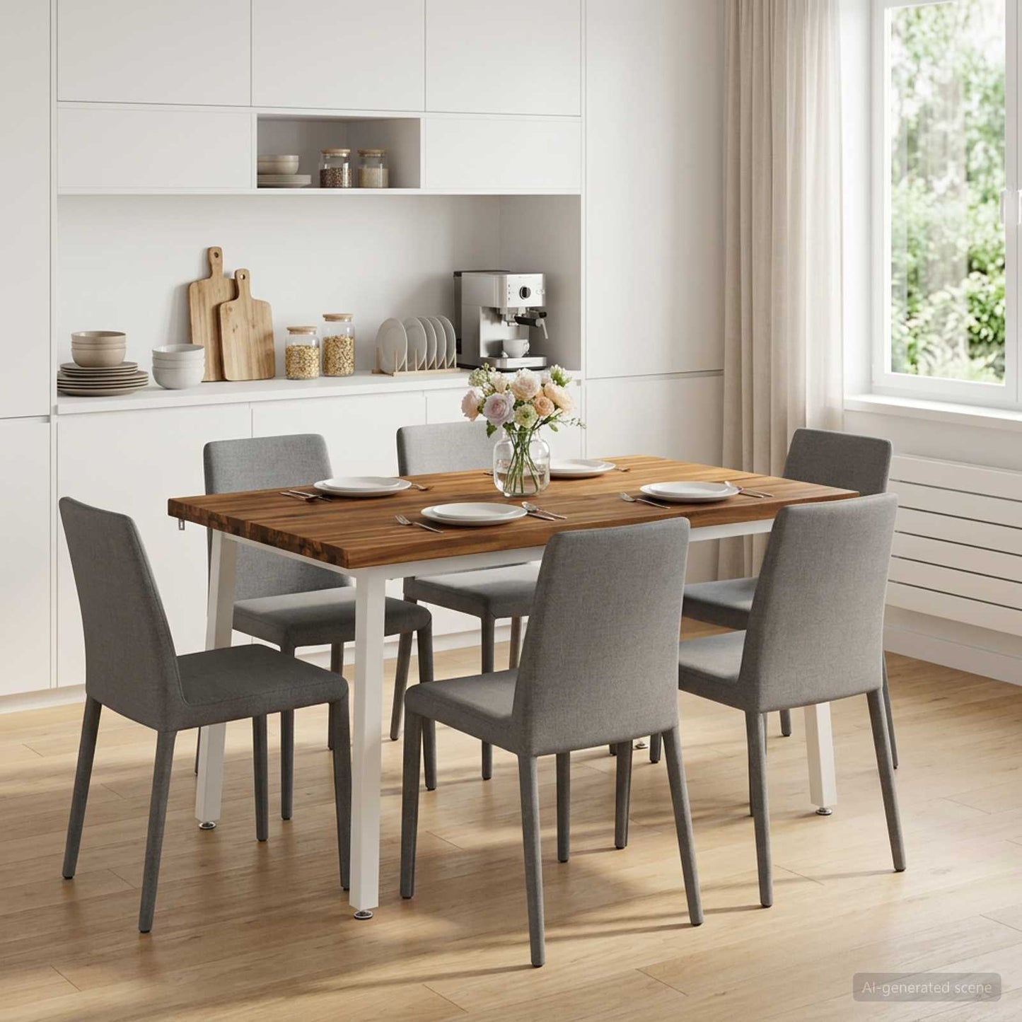 120 x 90 x 75 cm Solid Acacia Wood Natural and White